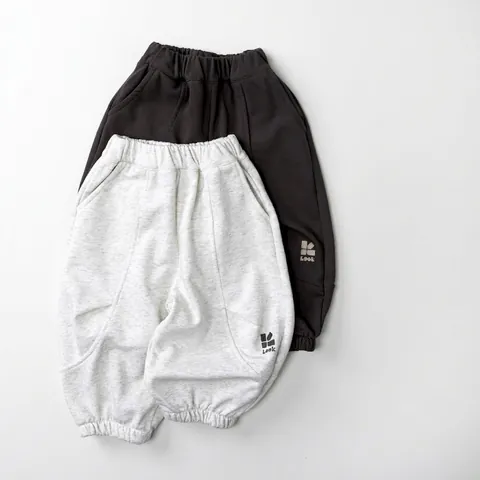 Unisex Kids Cotton Sports Sweatpants Elastic Waist Ribbed Cuffs Spring Autumn Casual Children Boys Girls Letter Pattern Joggers