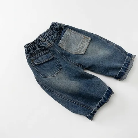 Kids Denim Pants Spring Korean Style Elastic Waist Loose Casual Cotton Jeans For Boys Girls Baby Clothing
