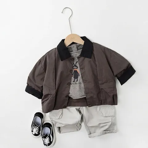 Kids Casual Cotton Cargo Pants Solid Color Elastic Waist Multi Pocket Trousers For Boys Girls Spring Autumn Clothing