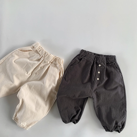 Korean Style Cotton Casual Harem Pants For Toddler Girls Loose Solid Color Lantern Trousers Spring Autumn Kid Fashion Clothes