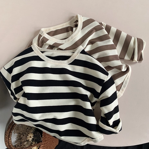 Kinderen Gestreept T-Shirt Met Lange Mouwen Katoen Casual Ronde Hals Pullover Voor Jongens Meisjes Lente Herfst Top