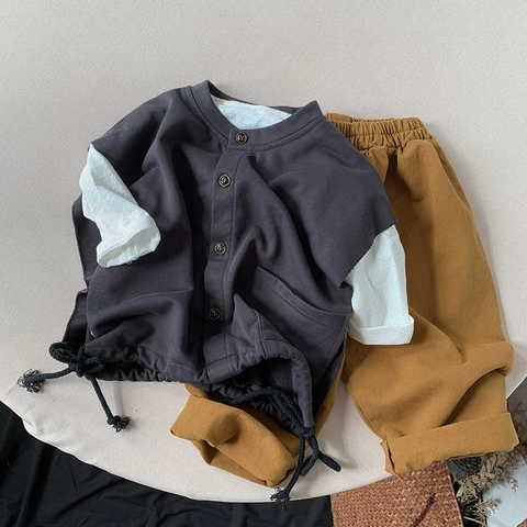 Kids Casual Cotton Knit Vest Single Breasted Cardigan For Boys Girls Spring Autumn Solid Color Charcoal Black Waistcoat