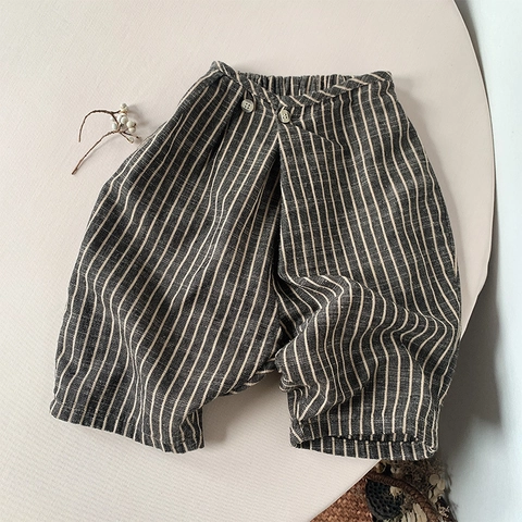 Kinder Baumwolle Gestreifte Haremshose Locker Weites Bein Casual Hose Mit Elastischem Bund Für Jungen Mädchen Baby Weiche Hose