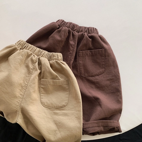 Pantalon Décontracté pour Enfants de Style Coréen en Coton Pantalon Ample pour Garçons Filles Printemps Automne Taille Élastique