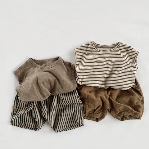 Kinderen Katoen Slub Vest Zomer Jongens Meisjes Mouwloos Tank Top Koreaanse Stijl Ronde Hals Ademend Casual Effen Kleur Top
