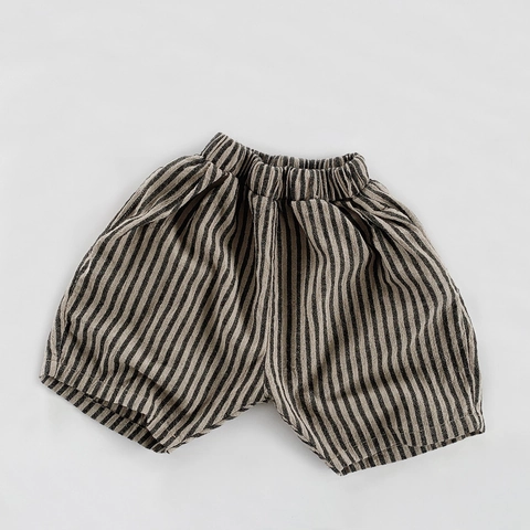 Kids Cotton Vertical Striped Shorts Summer Casual Loose Mid Length Harem Pants For Boys Girls Japanese Minimalist Clothes