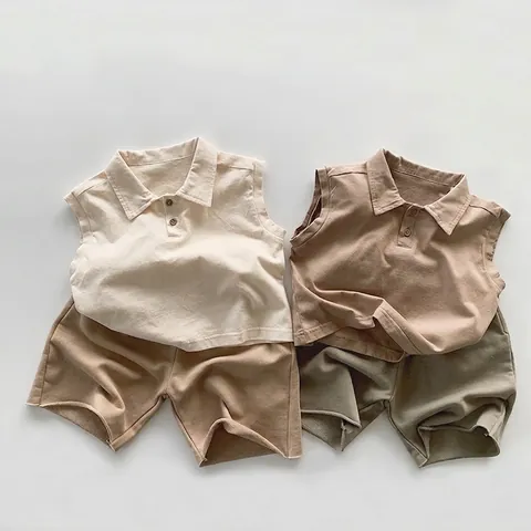 Kinder Ärmelloses Polo Shirt Baumwolle Atmungsaktiv Sommer Top Für Jungen Und Mädchen Casual Einfarbig Weste