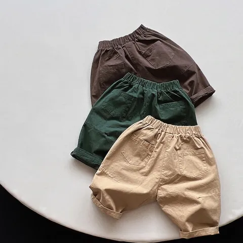 Korean Style Kids Wide Leg Harem Pants Cotton Casual Loose Elastic Waist Trousers For Boys Girls Toddler Spring Autumn Fashion
