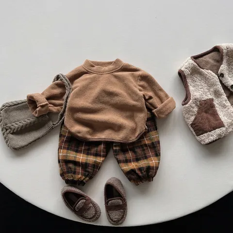 Haut en Polaire à Col Montant pour Enfants Couche de Base Thermique Chaude à Manches Longues pour Garçons Filles Style Coréen