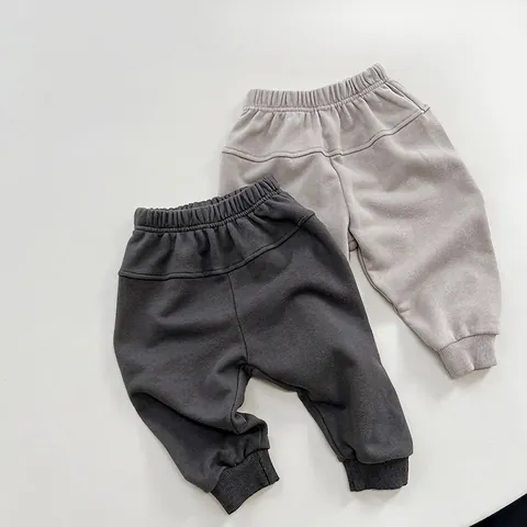 Pantalones Deportivos de Algodón Suave para Niños Unisex Joggers Casuales Cintura Elástica Puños Acanalados Color Sólido Pantalones Largos para Bebés Niños Niñas