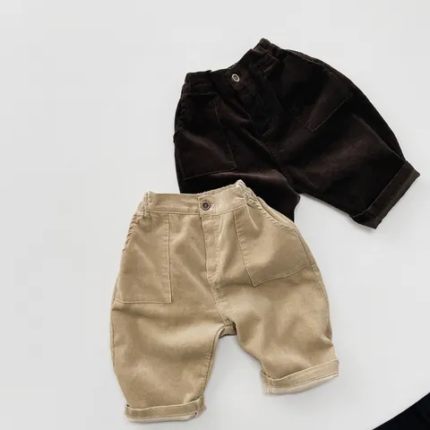 Kids Retro Corduroy Pants Cotton Blend Loose Wide Leg Trousers For Boys Girls Spring Autumn Casual Fashion Trousers