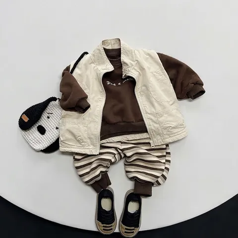 Koreanischer Stil Kinder Cargo Weste Fleece Gefüttert Warm Winter Ärmellose Jacke Für Jungen Mädchen Stehkragen Tasche