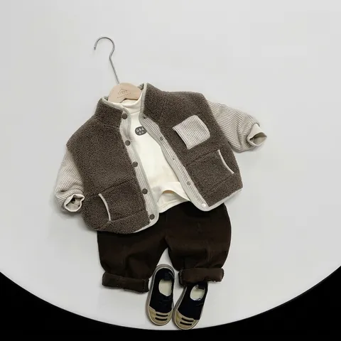 Giacca in Pile Patchwork per Bambini Inverno Caldo Ispessito Cappotto Colore a Contrasto Bambino Ragazzi Ragazze Stile Coreano