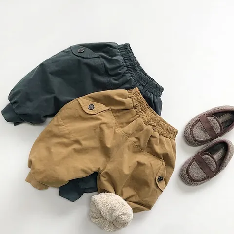 Kinder Winter Dicke Wattierte Baumwollhose Warm Fleece Gefüttert Hose Koreanischen Stil Casual Outwear Für Jungen Mädchen