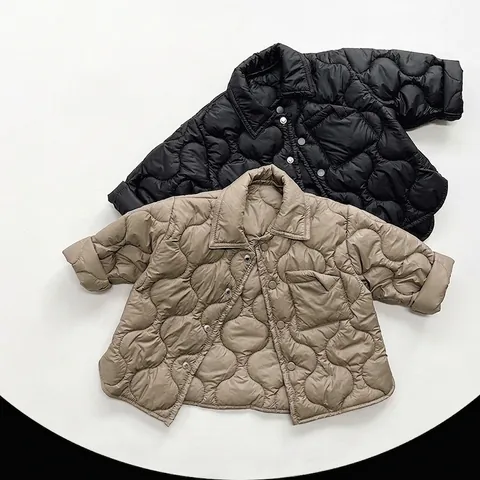 Giacca Trapuntata per Bambini in Stile Coreano Poliestere Calda Giacca a Camicia con Bottoni a Pressione Cappotto Imbottito
