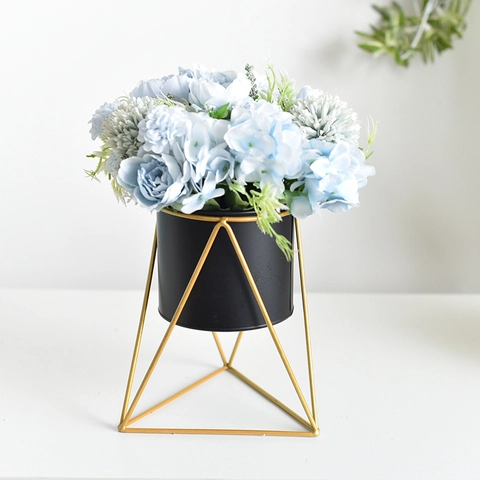 Maceta de Hierro Minimalista Nórdica Con Soporte de Metal Dorado Geométrico Contenedor de Plantas para Decoración de Mesa