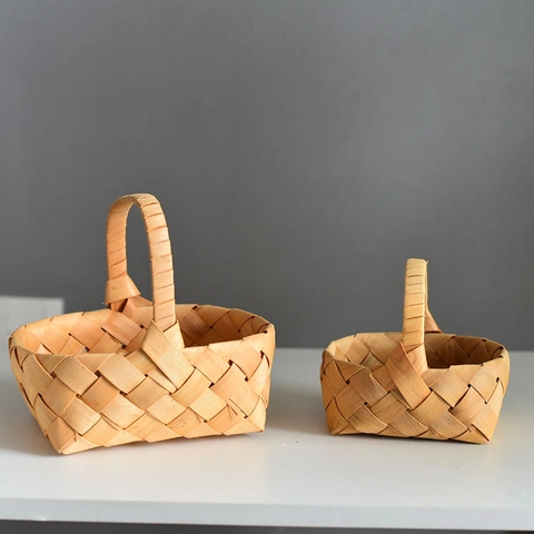 Panier en Copeaux de Bois Tissé à la Main Panier Cadeau Portable de Style Japonais pour Souvenirs de Mariage Bonbons Fruits Secs Décoration de la Maison