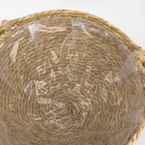 Handgefertigter Stroh Geflochtener Hängekorb Für Zimmerpflanzen Naturpflanzenfaser Wandbehang Blumentopf Quasten Nordic Home Decor