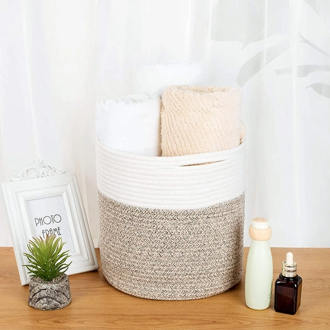 Geweven Hemp Plantenmand Moderne Decoratieve Opbergmand Ronde Bloempot Cover Met Handvatten Voor Thuis Organisatie