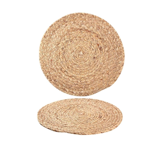 Natural Straw Woven Round Placemats Heat Resistant Non-Slip Dining Table Mats For Hot Pots Bowls Plates Kitchen Table Decoration