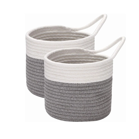 Handgeweven Hennep Touw Hangmand Tweekleurige Minimalistische Wandorganisator Voor Huis Keuken Diversen Decoratieve Opbergmand