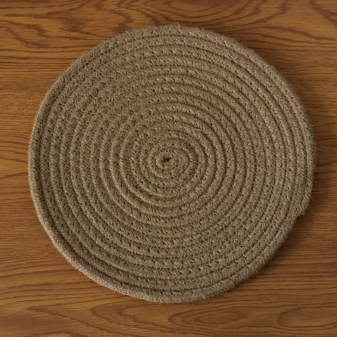 Natural Braided Jute Placemats American Style Heat Resistant Round Oval Woven Coasters For Dining Table Kitchen Home Decor