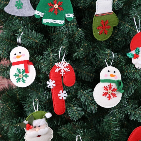 Ciondoli in Feltro di Tessuto non Tessuto di Natale Cartone Animato Babbo Natale Alce Pupazzo di Neve Ornamenti per Albero di Natale