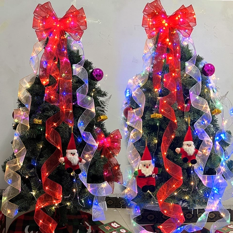 Weihnachtsband Lichter LED Lichterkette Doppelschicht Netzband Für Weihnachtsbaum Party Home Decor Geschenk Dekoration