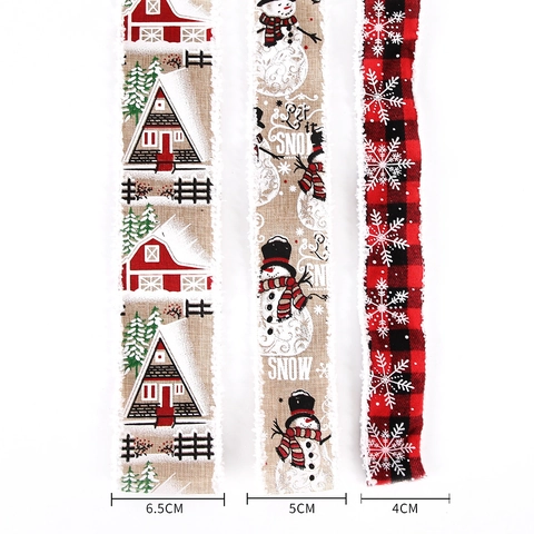 Weihnachtsdekoration Dekoband Aus Leinenimitat Mit Schneeflocke Schneemann Haus Motiven Für Weihnachtsbaum Deko Festliches Band