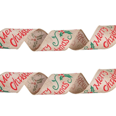 Nastro di Iuta Natalizio Merry Christmas Fiocco di Neve Let It Snow Stampato Nastro Decorativo in Lino per Albero di Natale Confezioni Regalo Artigianato Fai da Te