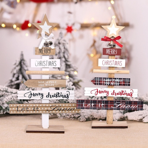 Kerstboom Houten Tafel Ornament Geschilderd DIY Montage Decoratie Voor Kerst Thuis Feest Feestelijke Scene Huis Decor