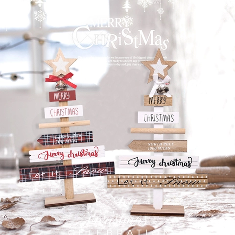Kerstboom Houten Tafel Ornament Geschilderd DIY Montage Decoratie Voor Kerst Thuis Feest Feestelijke Scene Huis Decor