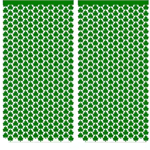 Tenda a Frange in Lamina Metallica Verde a Forma di Trifoglio per Decorazione Porta Festa di San Patrizio Festival Irlandese