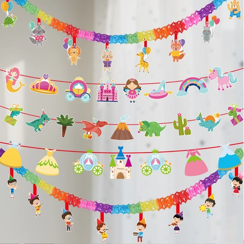 Cartoon Animal Paper Garland Banner For Kids Birthday Party Decoration Bunting Background Wall Props Festive Supplies