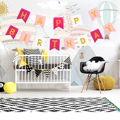 Happy Birthday Banner Party Dekorationen Schwalbenschwanz Bunting Stoff Folienprägung Buchstaben Girlande Für Kinder Geburtstag Hängen Dekor