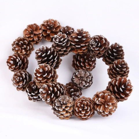 Natuurlijke Dennenappel Kerstkrans Wit Bevroren Sneeuweffect Winter Vakantie Feest Decoratie Handgemaakte Rustieke Hanger