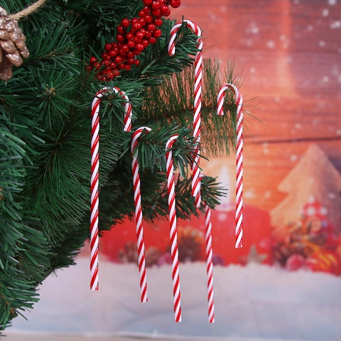 Kerst Zuurstok Hangende Ornamenten Plastic Rood Wit Spiraal Gestreept Feestelijke Hangers Voor Kerstboom Thuis Feest Decoratie