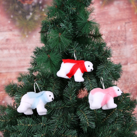 Süßer Weihnachts Eisbär Anhänger Mit Schal Weißer Schaumstoff Plüsch Baumschmuck Für Festliche Party Heimdekoration
