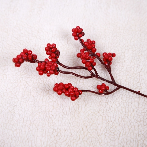 Künstliche Weihnachts-Rote-Beeren-Zweige Simulation Stechpalmenbeeren Für Zuhause Hochzeit Party Festliche Tischdekoration Feiertags-Ornamente