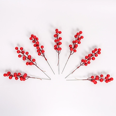 Künstliche Rote Beeren Zweige Weihnachtsdekoration Simulierte Schaumstoff Stechpalmen Beeren Stiele Für Weihnachtsbaum DIY Party Heimdekoration