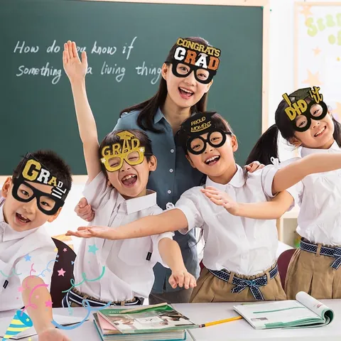 Graduation Party Glasses Doctoral Hat Photo Booth Props Congrats Grad Glitter Decoration For Graduation Ceremony Party Favors