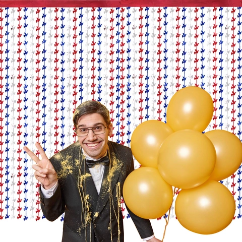 Tenda a Frange in Lamina a Forma di Colomba Della Pace Rosso Bianco Blu Sfondo Festivo Per Decorazione Della Festa di Natale