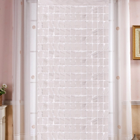 Tenda a Frange in Alluminio Quadrata Metallica Sfondo Shimmer Wall per Decorazione Festa Compleanno Matrimonio Pannello Lustrini
