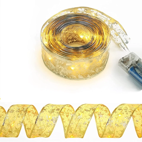 Guirlande Lumineuse Ruban de Noël LED Motif Bronzage Étoiles Flocons de Neige Batterie USB Télécommande Décoration d'Arbre pour Fête de Vacances Maison Décor