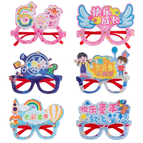 Cartoon Felt Children's Day Party Glasses Frame Colorful Rainbow Rocket Decorative Eyewear For School Events Kids Party Favors