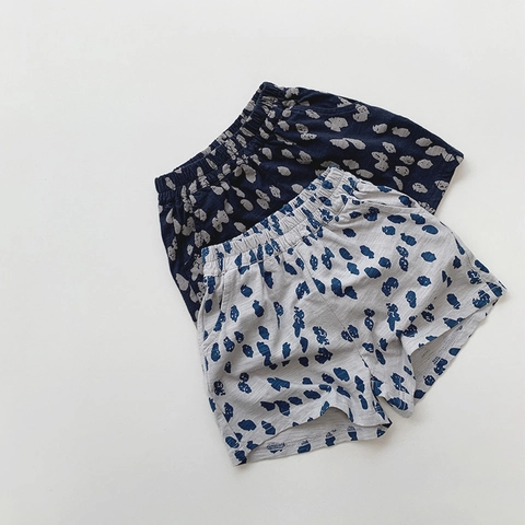 Short Décontracté à Pois d'été pour Enfants Unisexe en Coton Slub Respirant Taille Élastique pour Garçons et Filles