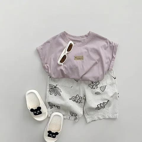 Korean Style Kids Cotton T-Shirt Summer Short Sleeve Tee With Ice Cream Patch For Boys And Girls Casual Loose Daily Tops