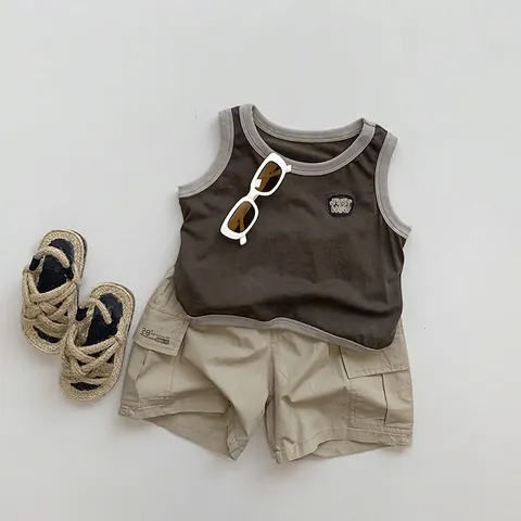 Kinder Baumwolle Cargo Shorts Unisex Sommer Casual Fünf-Punkt-Hose Mit Buchstabendruck Großen Taschen Kinder Weich Bottoms