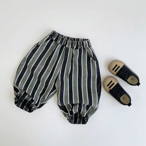 Kleinkind Kinder Lässige Vertikale Gestreifte Baumwollhose Herbst Koreanischen Stil Unisex Baby Elastische Taille Weiche Lange Hose