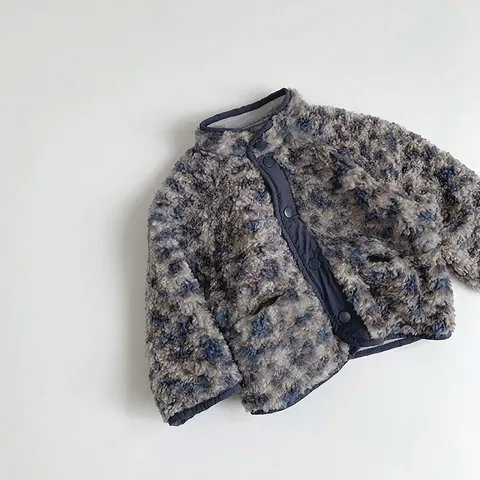 Giacca Invernale in Peluche con Stampa Leopardata per Bambini Stile Coreano Cappotto in Fibra di Acetato Caldo per Neonati Ragazzi e Ragazze